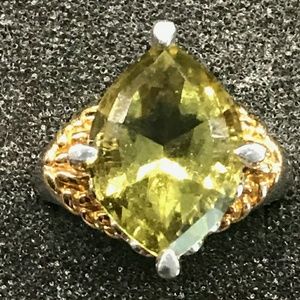 HUGE Marquis Cut Peridot Rhinestone Ring